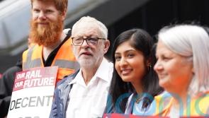 Jeremy Corbyn blames running injury for black eye as he appears at picket line