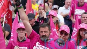 Postal and telecoms workers hold strike rally in Belfast
