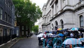 PM’s maiden speech goes ahead outside Downing Street after chaotic weather