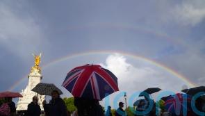 Double rainbow appears over Buckingham Palace as crowd gathers to mourn Queen