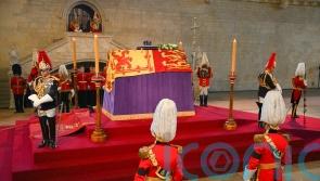 The King and his sons walk behind Queen’s coffin ahead of lying in state