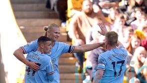Erling Haaland scores again as Manchester City go top after win at 10-man Wolves