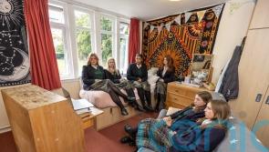 Students watch Queen’s funeral in Charles’s old bedroom