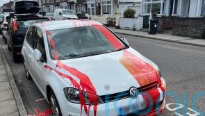 Volkswagen Golf left drenched in red paint after it was left parked in a disabled bay