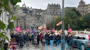 Hundreds gather in support of rail and postal workers’ strike action