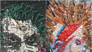 Former florist recreates cultural figures using buttons, brooches and beads