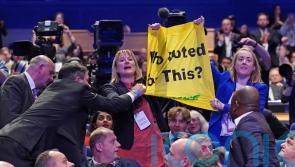 Greenpeace interrupts Truss speech to accuse PM of ‘shredding’ promises