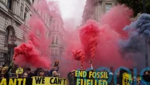 Demonstrators block Downing Street gates in protest at PM’s climate approach