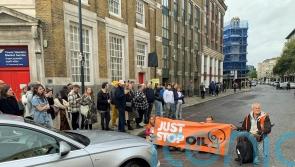 Woman with sick child shouts at Just Stop Oil activists for blocking roads