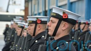 Royal Navy sailors rehearse for Remembrance Day commemorations