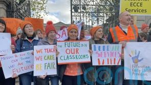 Minister accused of not listening by childcare protesters in Dublin