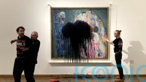 Climate activists throw liquid at Klimt painting in Vienna