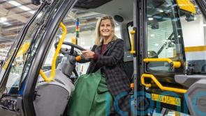 Sophie opens new £100m JCB plant and receives charity cheque for NSPCC