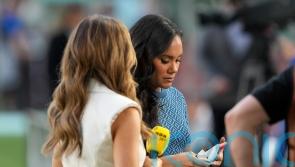 Alex Scott wears One Love armband as she presents BBC World Cup coverage in Doha