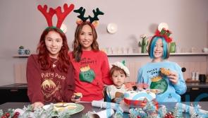 Myleene Klass launches festive jumper range for Save the Children with daughters