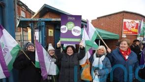 Health workers defiant on picket lines during 24 hour strike in Northern Ireland
