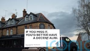 Channel 4 promotes Andrew musical with billboard outside Woking Pizza Express