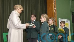 Countess of Wessex receives birthday cake on school visit