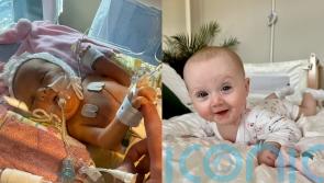 Mother of baby born with dead bowel who made miraculous recovery says ‘we’ve been crying happy tears ever since’