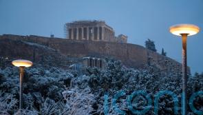 Disruption across Greece as snowfall reaches Acropolis