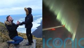 Newly betrothed see northern lights on flight home after foiled aurora proposal