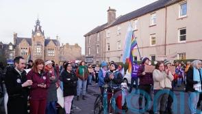 Protesters rally outside library as parents discuss schools and gender identity