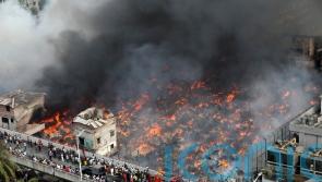 Huge fire rages at clothing market in Bangladesh’s capital