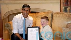Daithi, six, ribs Sunak over Ireland’s rugby win as he receives special award
