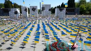 Ukraine flags protest blocks Russian ambassador’s path on Victory Day