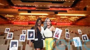 Clara Amfo and Michelle Visage pose with ‘heads on sticks’ photos for TV Baftas