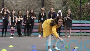 Kate beaten at bean-bag game by double Olympic champion Dame Kelly Holmes