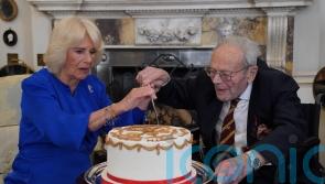 Camilla meets veteran as she is made colonel-in-chief of her father’s regiment