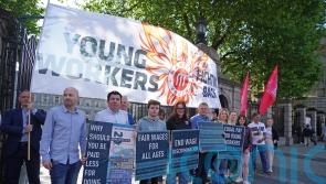 Rally outside Leinster House calls for increase in wage for young workers