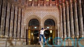 Trio of female skateboarders take on first-ever skate at Natural History Museum