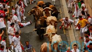 Thousands take part in first running of the bulls in annual San Fermin Festival