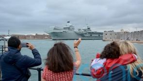 Well-wishers wave off Royal Navy aircraft carrier as it sails for sea trials