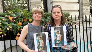 Twins whose brother died at 21 among protesters at Infected Blood Inquiry