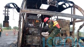 20 killed as bus engulfed in flames after hitting van in Pakistan