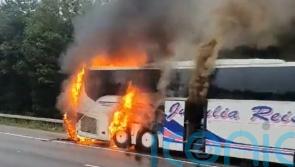 Severe congestion after coach bursts into flames on M25 motorway
