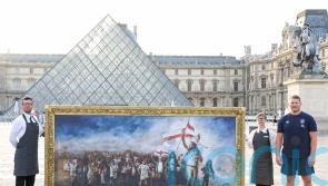 Artwork celebrating England fans unveiled outside Louvre before Rugby World Cup