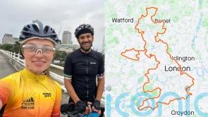 Ukrainian cycles around London in shape of UK to show gratitude for support