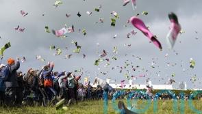 Almost 1,000 people throw wellies at the same time in Irish world record attempt