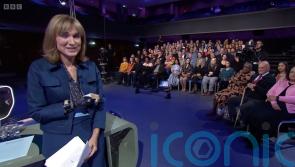 Fiona Bruce presents Question Time with arm in sling after falling off horse