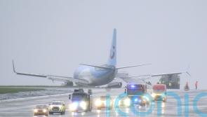 Plane skids off runway at Leeds Bradford Airport during Storm Babet