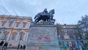 Graffiti daubed on Field Marshal Haig statue in London pro-Palestinian protest