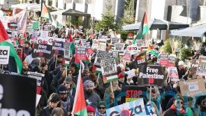 Tens of thousands march for ceasefire in Gaza amid temporary truce