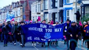Everton fans protest over points deduction ahead of and during Man Utd clash
