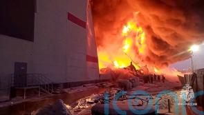 Major fire engulfs warehouse outside St Petersburg