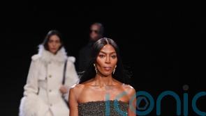 Naomi Campbell dazzles in beaded dress at Burberry’s London Fashion Week show