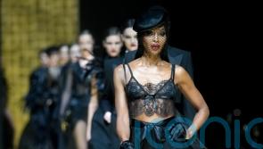 Naomi Campbell models underwear as outerwear trend for Dolce & Gabbana at Milan Fashion Week